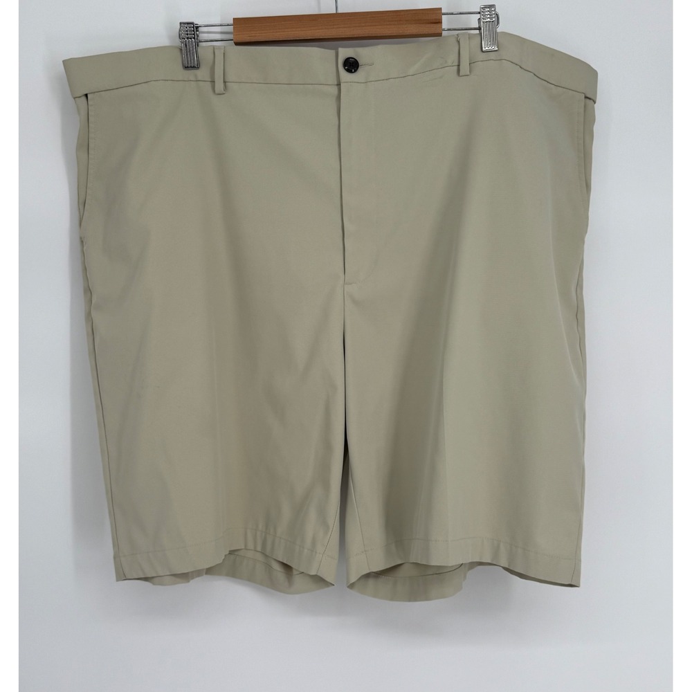 Savane Mens Khaki Chino Shorts Sz 48 Stretch Comfort Waist Flat‎ Front Tan Golf